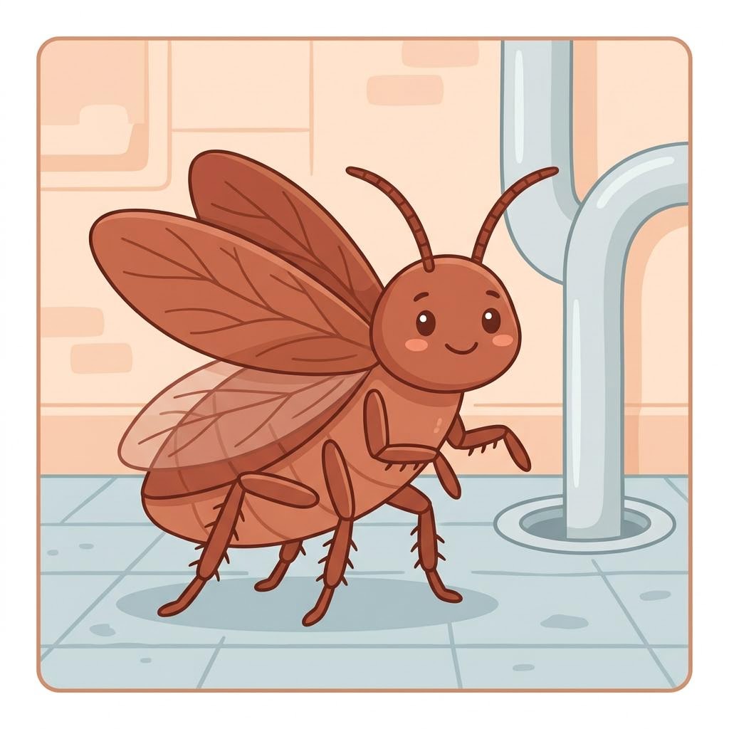 美國蟑螂(American Cockroach)卡通插圖
